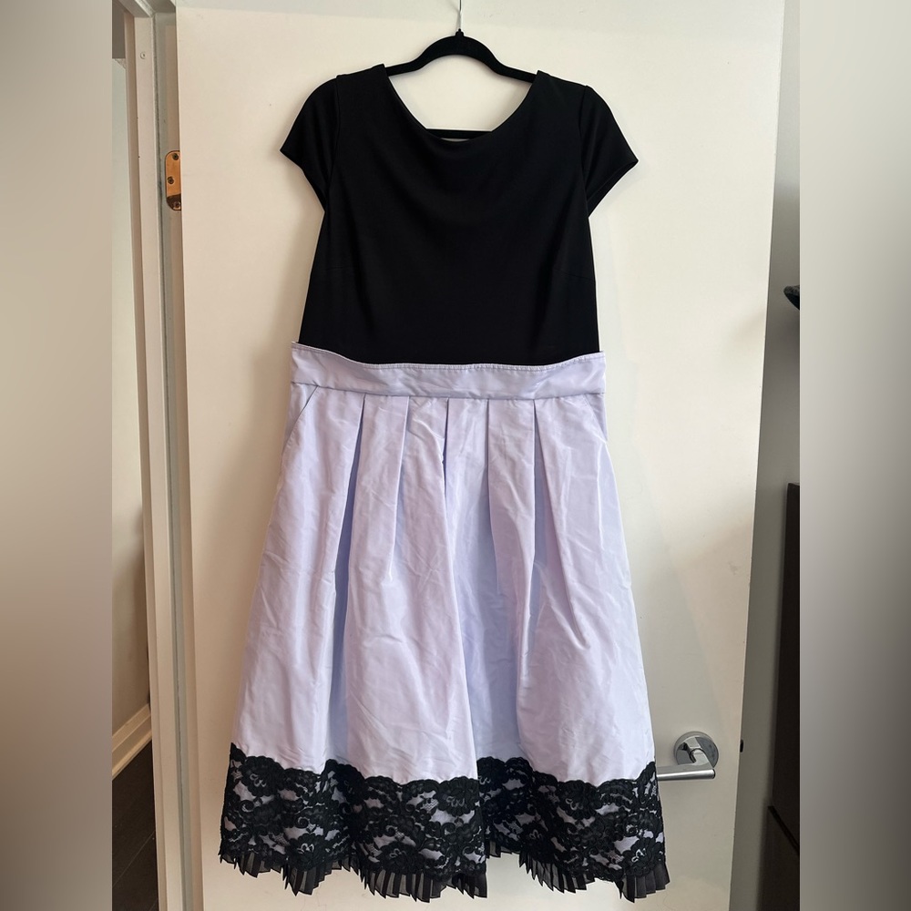 Black and White Dress with Lace Trim
